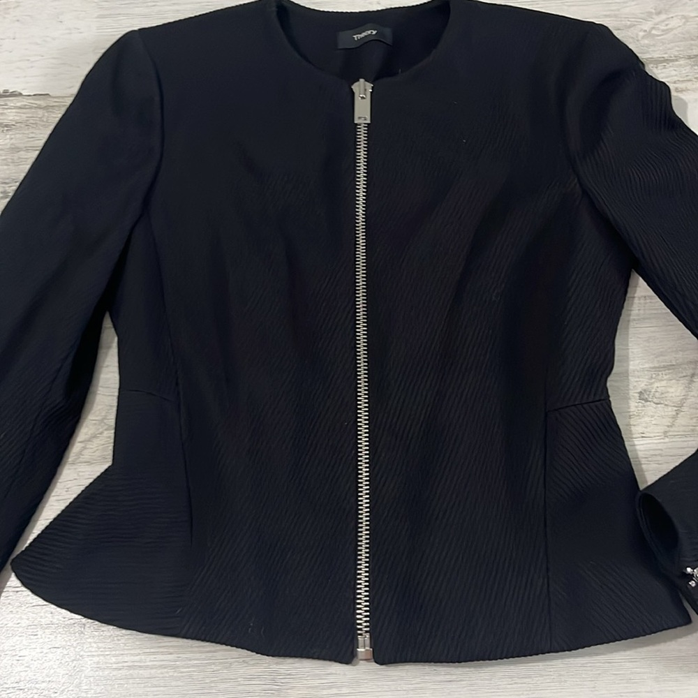 Theory Black Zip Jacket Size 2 - Picture 2 of 11
